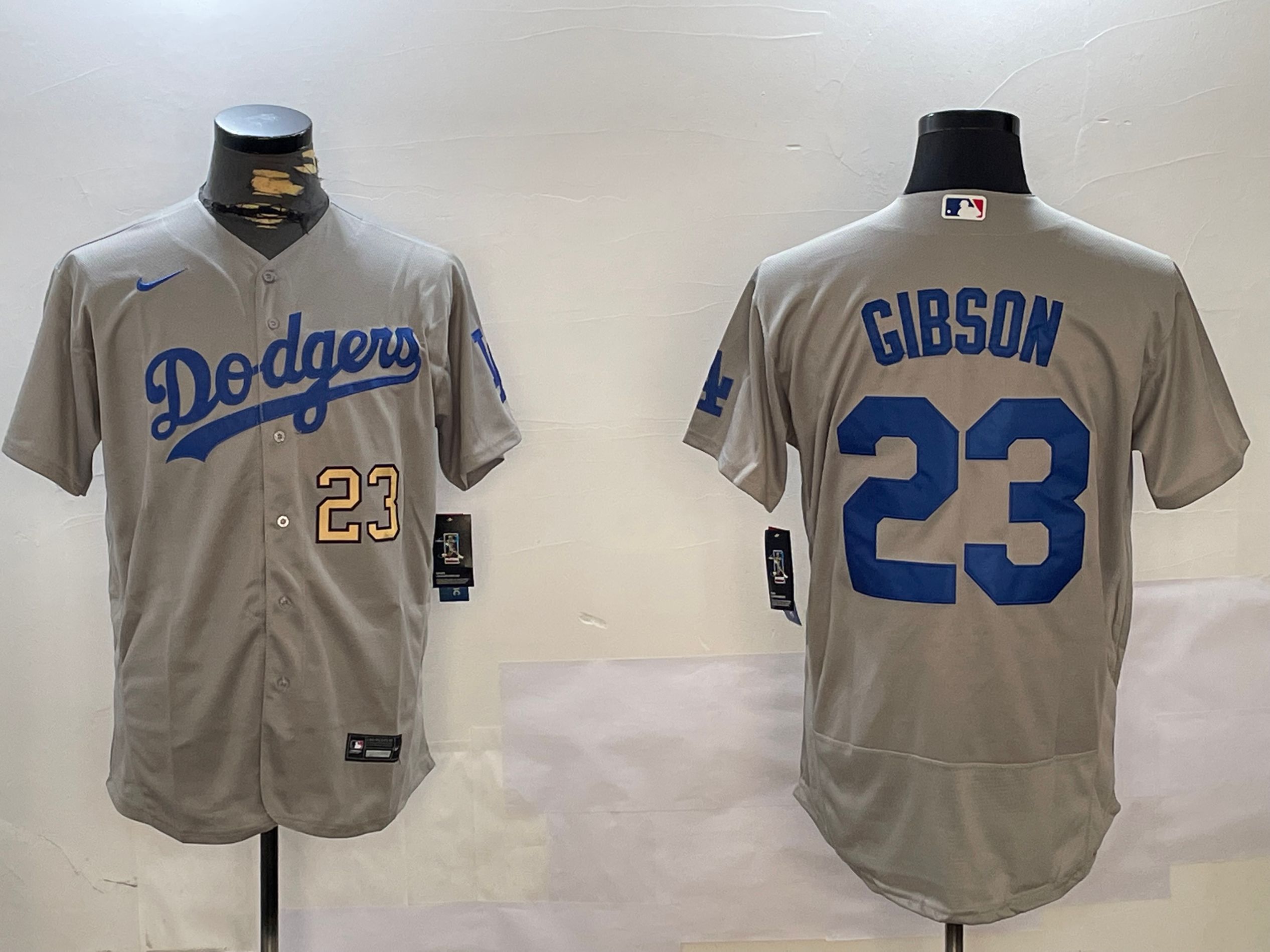 Men Los Angeles Dodgers #23 Gibson Grey Elite 2024 Nike MLB Jersey style 12162->los angeles dodgers->MLB Jersey
